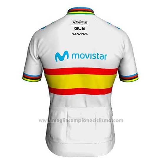 2020 Abbigliamento Ciclismo Movistar Campione Spagna Manica Corta e Salopette